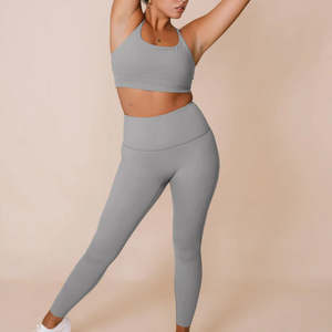 OEM Custom Two-Piece High Elastic Fitness Yoga Wear <b>Set</b> for Women Solid Sport Leggings Gym Suit Trending Wholesale for Girls - Product Image 6