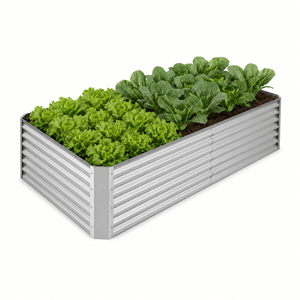 Jardinière rectangulaire en métal ondulé à prix de gros pour jardinage extérieur résistant aux intempéries GB008 - Product Image 1