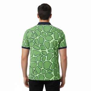 Polo Collar T-shirt Cotton Material Men's <b>Light</b> Blue Color block Short sleeve Polo Shirt with Stripes Casual Style - Product Image 2