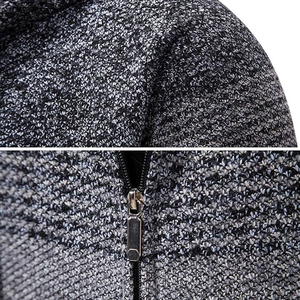 Men's Hooded Zipper Cardigan Striped Wool Acrylic Knit <b>Sweater</b> Full Sleeve Winter Wear - Product Image 6
