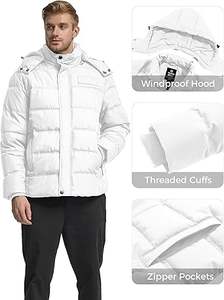 Veste d'hiver à capuche pour homme Wantdo, veste matelassée chaude, veste en coton épaisse avec capuche amovible - Product Image 4