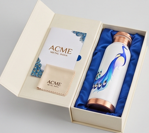 Elegant Peacock Design Pure <b>Copper</b> <b>Bottle</b> for Wellness And Daily Hydration Perfect For Home Office Travel Gym Yoga and Gifting - Product Image 1