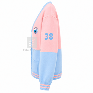 เสื้อสเวตเตอร์วาร์ซิตี้แบบมีรูระบายอากาศลายแจ็คแอนด์จิลออฟอเมริกา พร้อมโลโก้ปักด้านหน้า สีฟ้าชมพู แขนยาว สไตล์ลำลอง สำหรับผู้หญิง - Product Image 4