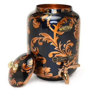 Magnifique distributeur d'eau en cuivre noir et or avec motif floral, robinet et couvercle en cuivre - Product Image 4