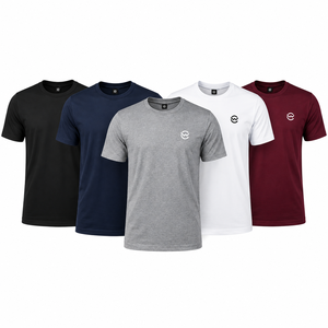 Nouveaux T-shirts décontractés pour hommes, couleur unie, 100% coton/100% polyester, jersey uni, coupe ample, respirant, anti-rides - Product Image 1