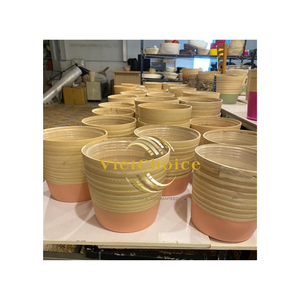 Jarrones de Bambú Tejido, Diseño Colorido, Cerámica Hecha a Mano, Macetas Decorativas para Decoración de Interiores del Hogar, VietChoice - Product Image 1