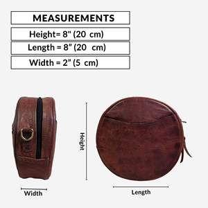 Women’s Genuine Leather Circular Crossbody <b>Bag</b> – Small Round Shoulder Purse, Adjustable <b>Strap</b>, Brown - Product Image 6