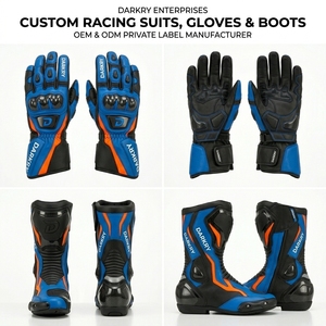 Traje de Cuero Personalizado para Motociclismo Unisex, Proveedor Mayorista OEM ODM, Equipo de Protección para Días de Pista, Botas y Guantes para Motociclistas - Product Image 4
