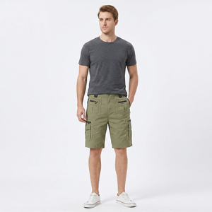 Shorts pour hommes 100% coton, taille mi-haute, multi-poches, respirants, décontractés, style Bermuda - Product Image 5