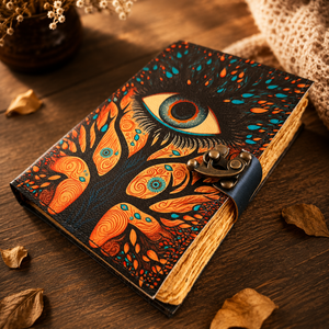Handmade Vintage Spell Book Journal Genuine Leather Rectangle Eco-Friendly Deckle Edge Evil Eye Classic Style - Product Image 3