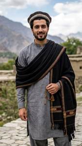 Men's <b>Wool</b> <b>Wrap</b> Solid Cream Lightweight Traditional Shawl for Daily Wear All Seasons - Product Image 4
