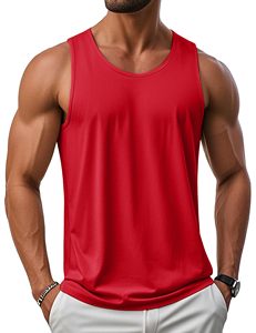 Débardeur de sport décontracté pour homme, couleur unie, en coton, sans manches, pour la gym et la course, coupe musclée, style débardeur court, idéal pour l'été - Product Image 1