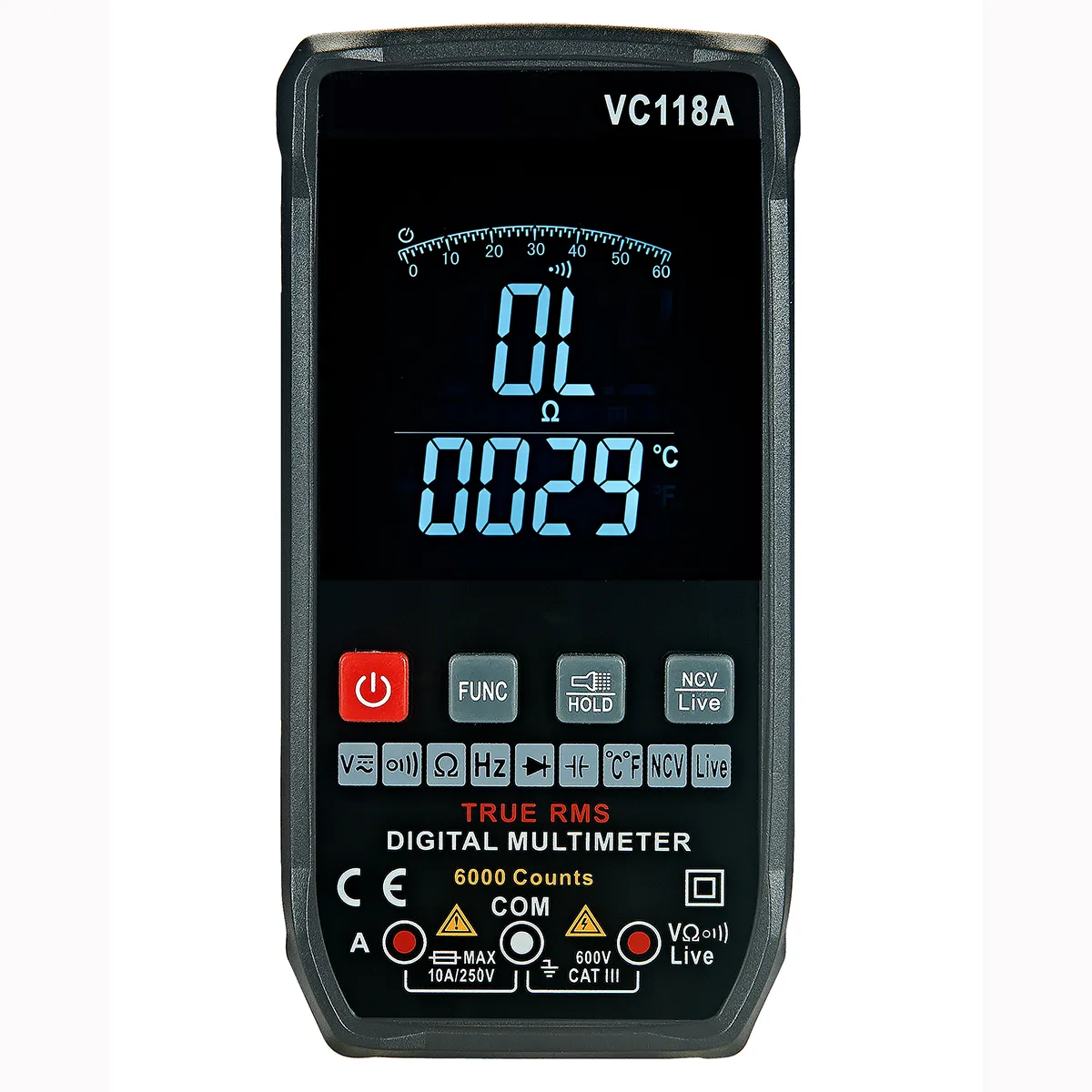 VC118 Smart True RMS conta 6000 multimetro digitale riccmetri NCV misuratore di temperatura ad alta tensione