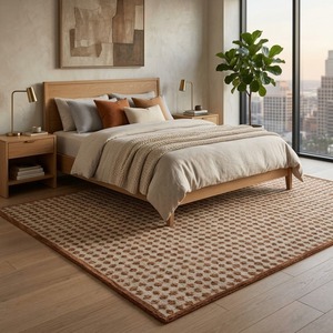 Alfombra de Lana Hecha a Mano de Primera Calidad con Patrones Geométricos Contemporáneos para Interiores de Hogar Elegantes y Decoración de Pisos - Product Image 2