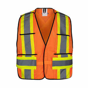 Gilet de sécurité réfléchissant en coton imperméable avec logo personnalisé imprimé, panneaux en maille et plusieurs poches pour la construction - Product Image 3