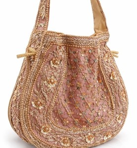 Pink Embroidered Beaded Shoulder <b>Bag</b> – Elegant Gold <b>Sequin</b> Handbag for Women floral <b>sequin</b> purse for festive occasions - Product Image 3