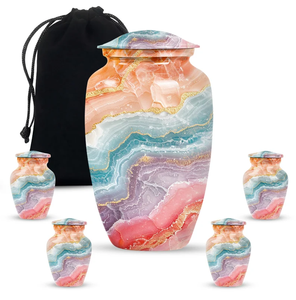 Abstract Marble Pattern Aluminum Urn Customizable Cremation <b>Keepsake</b> Vessel for Burial <b>Memorial</b> Decoration - Product Image 5
