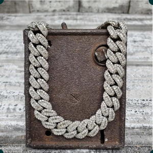 Solid 925 Sterling <b>Silver</b> Miami Chain Necklace Men's Rhodium Plated Zinc Alloy Cubic Zirconia Hip Hop Jewelry Link Chain Gift - Product Image 3