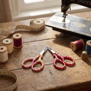Ciseaux à broderie florale vintage en acier inoxydable, ciseaux de couture et d'artisanat avec étui en cuir de protection, logo personnalisé - Product Image 2