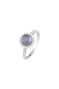 Pearl and Cz Ring in 92.5 Sterling Silver KLSR-11885 - Product Image 4