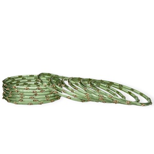 Elegantes Brazaletes de Cristal Kashmiri Verde Oliva con Diseño de Gota de Lluvia, Adornados con Piedras Doradas, Modernos, Transparentes, para Boda, Juego de Brazaletes para Exportación - Product Image 3