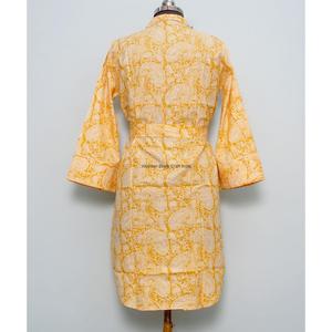 Comfortable 100% Cotton V-neck Short Sleeve Long Kimono floral Print Women Lightweight Breathable Fabric Spring Summer Winter - Product Image 6