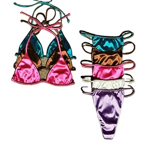 2024 ฉลากส่วนตัวชุดว่ายน้ําที่กําหนดเองผู้หญิงบิกินี่ผู้ผลิตที่กําหนดเองสองชิ้นชุดว่ายน้ําซาตินบิกินี่ชุด - Product Image 1