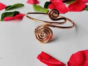Belladec Elegant Handmade Women's <b>Copper</b> Spiral Cuff Bracelet Adjustable Artistic Boho Minimalist Statement Fashion Jewelry Red - Product Image 6