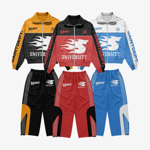 2026 Newly Custom <b>Men's</b> Polyester Tracksuit Set <b>Zip</b>-Up Track <b>Jacket</b> & Jogger Pants Streetwear Sportswear Training Suit OEM ODM - Product Image 1