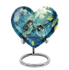 Urna con forma de corazón de mamut lanudo con base de metal plateado, urna clásica para guardar cenizas de adultos, urna decorativa con forma de corazón. - Product Image 4