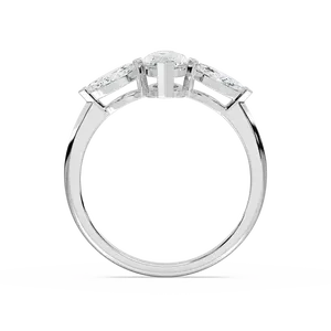 Anillo de compromiso con tres diamantes marquise de 1.50 quilates y diamantes laterales ovalados en oro rosa, oro blanco, oro amarillo, elegante. - Product Image 4