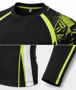 Camiseta de Manga Larga con Cuello Redondo para Hombre, Protección UV, Secado Rápido, Transpirable, Ecológica, con Estampado Digital en Negro y Verde Lima, Spandex y Poliéster - Product Image 5