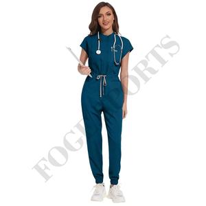 2025 uniformes de Hospital con logotipo personalizado Color sólido cuello alto diseño de cremallera Doctor enfermera quirófano pantalones lavado a mano - Product Image 3