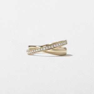 Twisted Double Band Wedding <b>Ring</b> Lab Grown Pave Diamond 14k 18k Solid Gold Delicate <b>Cross</b> Unique Bridal Stacking Jewelry Factory - Product Image 1