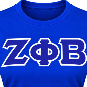 T-shirt à manches longues Zeta Phi Beta pour femme, bleu royal, avec appliqué lettre grecque en sergé ZOB, col rond, poignets côtelés, en coton, pour sororité - Product Image 5