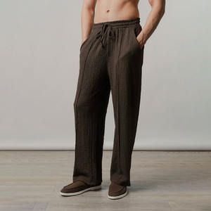 Servicio OEM, Pantalones Deportivos de Color Sólido para Hombre, Pantalones de Salón Marrón Oscuro, Pantalones Deportivos Texturizados de Corte Holgado y Suave, Fabricación en Pakistán - Product Image 1