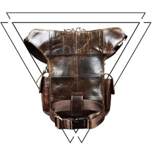 High Quality Custom LLB-0073E Retro Genuine Leather Zipper Closure Anti-Theft Waist Bag Drop <b>Leg</b> Sport Bag Vintage Style - Product Image 5