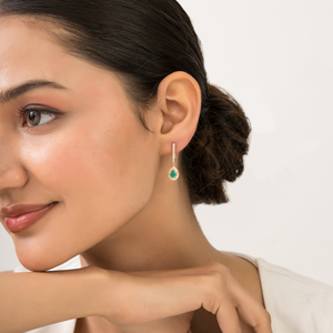 Wholesale Gorgeous Zambian <b>Emerald</b> & Diamond Fine Halo Hoop <b>Drop</b> <b>Earrings</b> Bridesmaids Gift 14K Real Yellow Gold Jewelry - Product Image 6