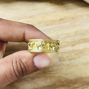 Luxury Design <b>Elephant</b> Ring Tribal Brass Band For Women 18k Gold Plated Boho Animal Wide Open Band Ring For Wholesale/OEM/ODM - Product Image 5