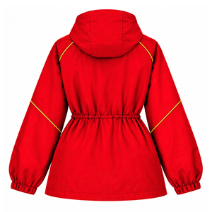 Chaqueta Impermeable con Capucha Roja para Mujer NSPDK, Cortavientos con Cierre Completo, Cintura Ajustable con Cordón, Puños Elásticos, Abrigo Anorak para Exteriores - Product Image 4