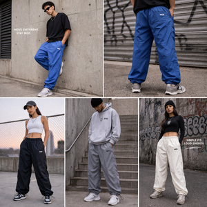 Pantalon de survêtement ample en polyester imperméable et coupe-vent pour homme, avec logo brodé personnalisé et passepoil tendance de haute qualité - Product Image 5