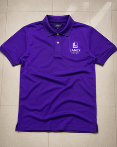 เสื้อเชิ้ตยูนิฟอร์มบริษัทแขนสั้นสีม่วงแบบเรียบสำหรับผู้ชาย |   ผ้าฝ้ายเจอร์ซีย์พรีเมียมปักโลโก้ |   ระบายอากาศได้ดี แห้งเร็ว - Product Image 6