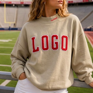 Sweat-shirt en coton pour femmes grandes tailles, col montant, logo vintage brodé, style streetwear décontracté personnalisé - Product Image 5