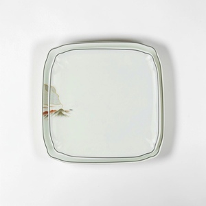 Square Melamine Dinnerware <b>Sets</b> 2-Piece Wedding Asian Zen Design <b>White</b> Black Border Dishwasher Safe BPA Free Portable - Product Image 1