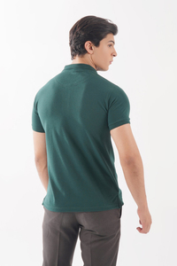 Camiseta Casual de Manga Corta para Hombre, Color Verde Beige Sólido, con Logotipo Bordado en la Parte Delantera, 100% Algodón Tejido, de Secado Rápido y Transpirable - Product Image 3