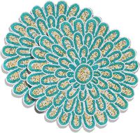 Napperon de table rond élégant perlé avec motif floral inspiré des pétales, tapis décoratif perlé à la main pour table à manger et table basse