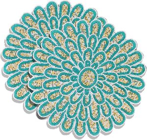 Elegant <b>Round</b> Beaded <b>Table</b> Placemat with Petal-Inspired Floral Design Hand-Beaded Decorative <b>Mat</b> for Dining <b>Table</b> Coffee <b>Table</b> - Product Image 2