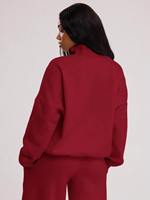 Ensemble deux pièces pour femme, écoresponsable, sweat-shirt à demi-zip et pantalon large, tenue décontractée et confortable