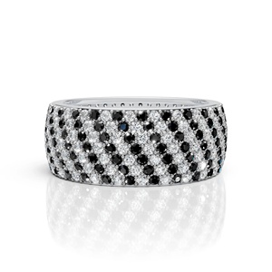 Bague en argent sterling 925 avec diamants noirs et blancs, moissanite de laboratoire, bijoux de mariage éternité, cadeau unisexe - Product Image 1