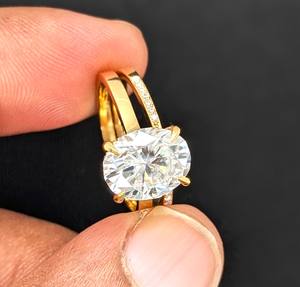 Anillo de Compromiso con Diamante Cultivado en Laboratorio de Corte Ovalado de 2.90 Ct, Halo Oculto, Certificado IGI, Oro Blanco de 14k, Aniversario de Lujo para Mujer - Product Image 5